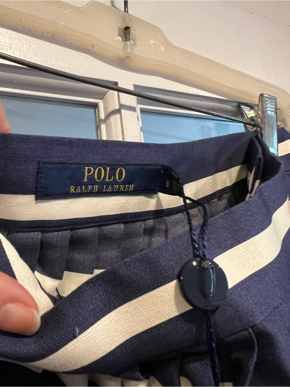 Polo by Ralph Lauren Navy & White Striped Full A-Line Skirt - Picture 3 of 6